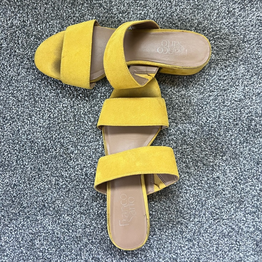 Women’s Franco Sarto Yellow Slip on Heel Sandal in Size 7